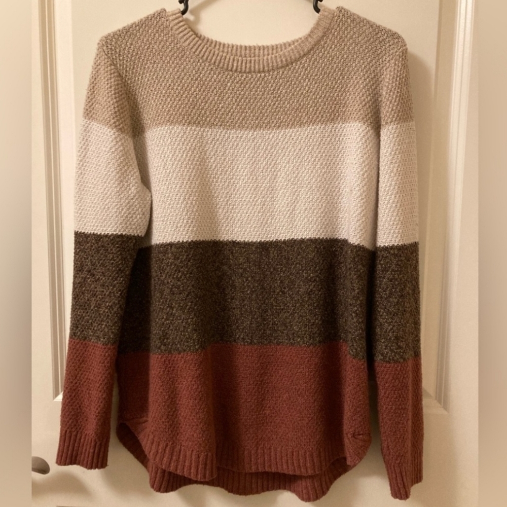 Pink Clover Nickole Textured Sweater. Taupe
